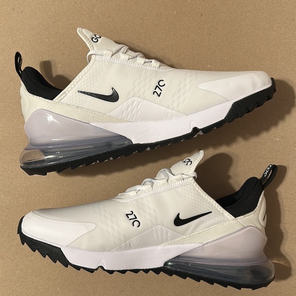 Nike Mens Air Max 270 Golf Shoes White Black Pure Platinum - Picture 5 of 8
